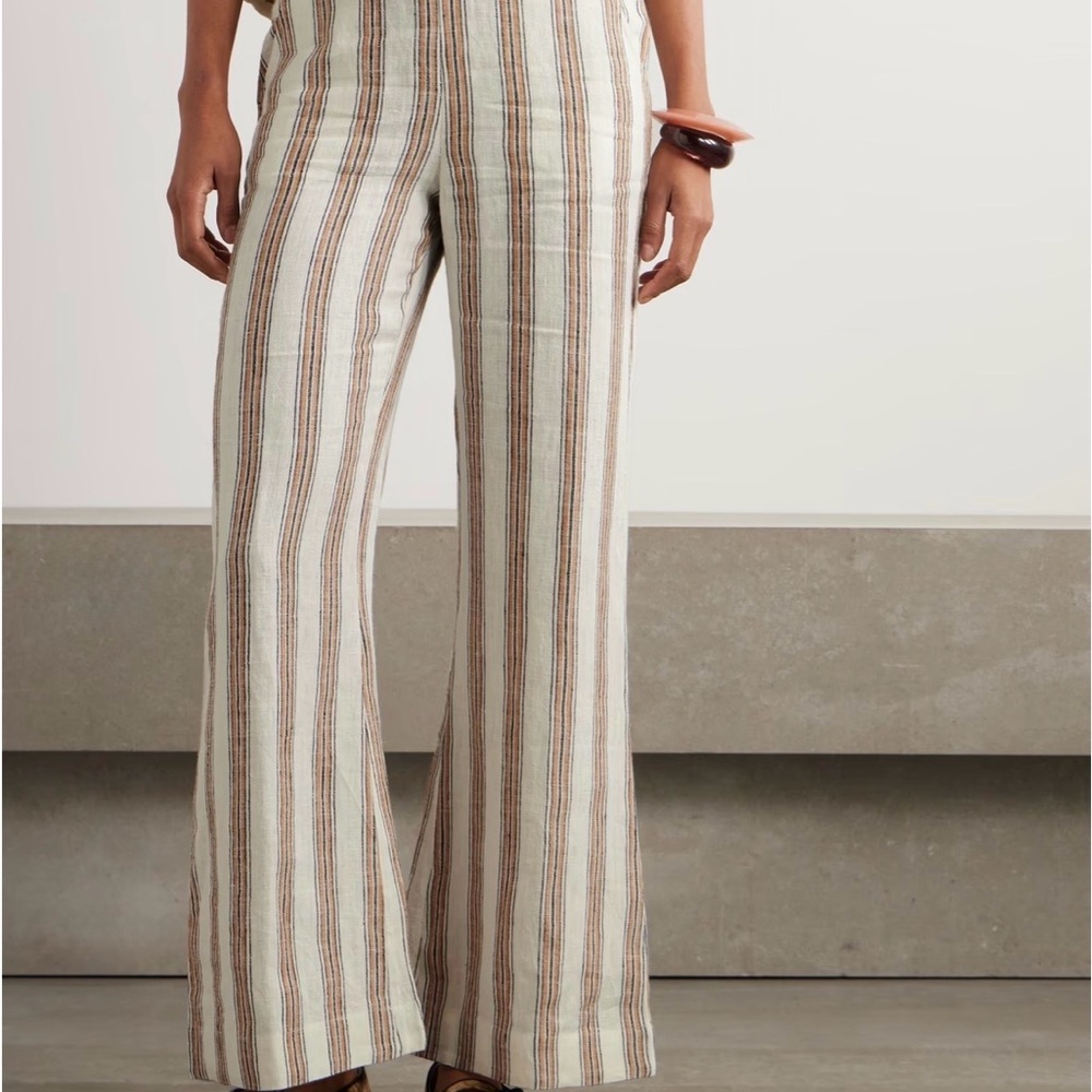 NWOT ALIX of BOHEMIA
Charlie Desert striped linen flared pants
Ecru & Brown - Picture 2 of 5